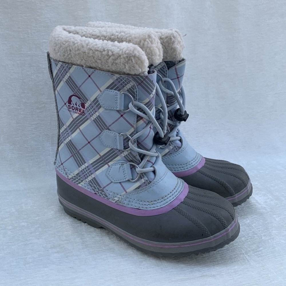 Sorel Yoot Pac Plaid Baby Blue Snow Winter Boots